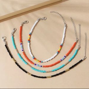 NEW 4-Piece Colorful Beaded Bracelet / Anklet Set | Summer Boho